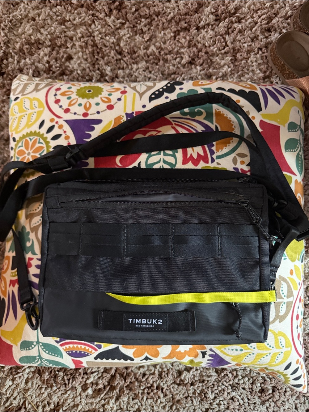 Timbuk2 Black Messenger Bag with Yellow Accent Strap